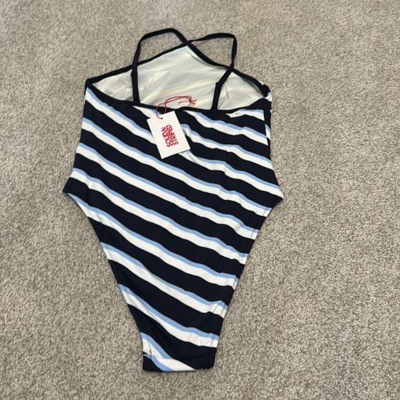 Solid & Striped One Piece Bathing Suit - Picture 4 of 5
